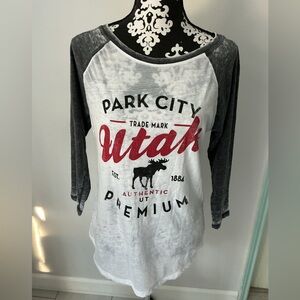 Utah Women's Gray and White Raglan Top